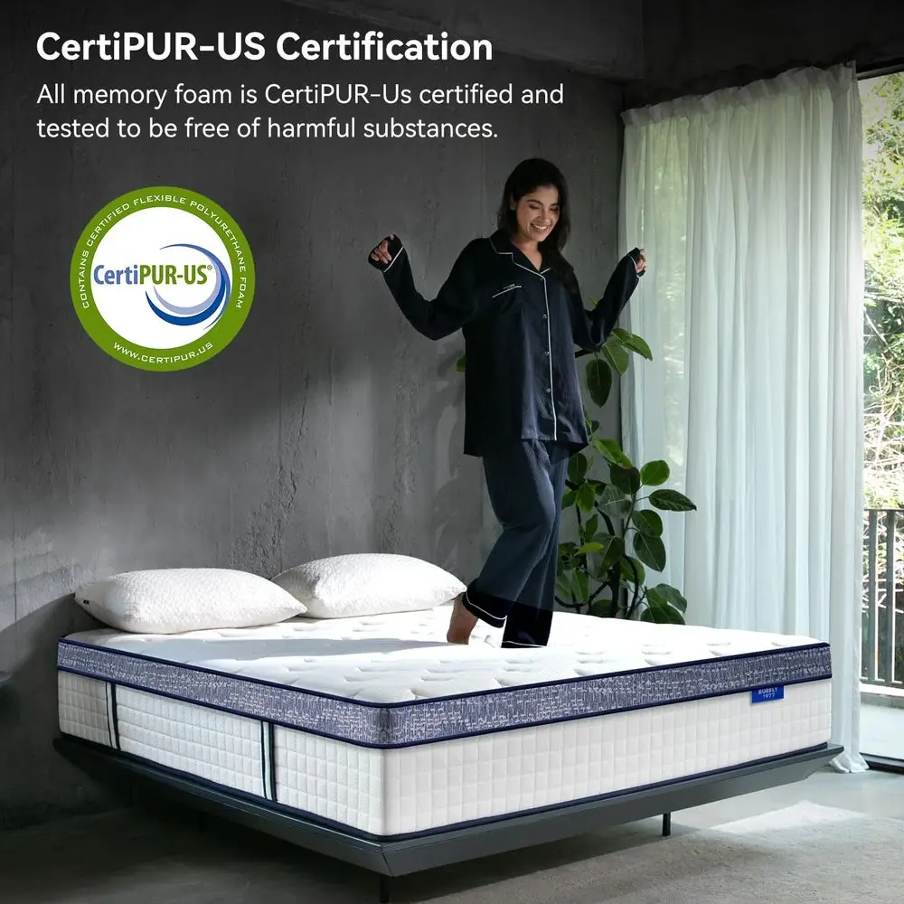 

Size Mattress, 12 Inch Hybrid Full Mattress in a Box, Memory Foam Individual Pocket Springs, Medium Firm Comfort, Motion Isolat