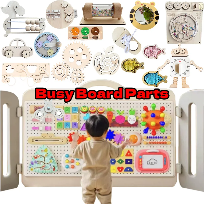 Wooden Busy Board DIY Accessories Toys Lamps Doorbell Montessori Teaching Aids Hands-on Ability Educational Games for Kids Gifts