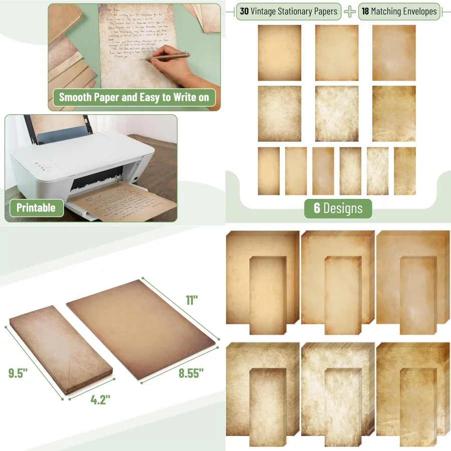 

Vintage Stationery Writing Paper Set with 18 Envelopes for Letter Writing Ideal for Personal Correspondence Gift Giving and Rom