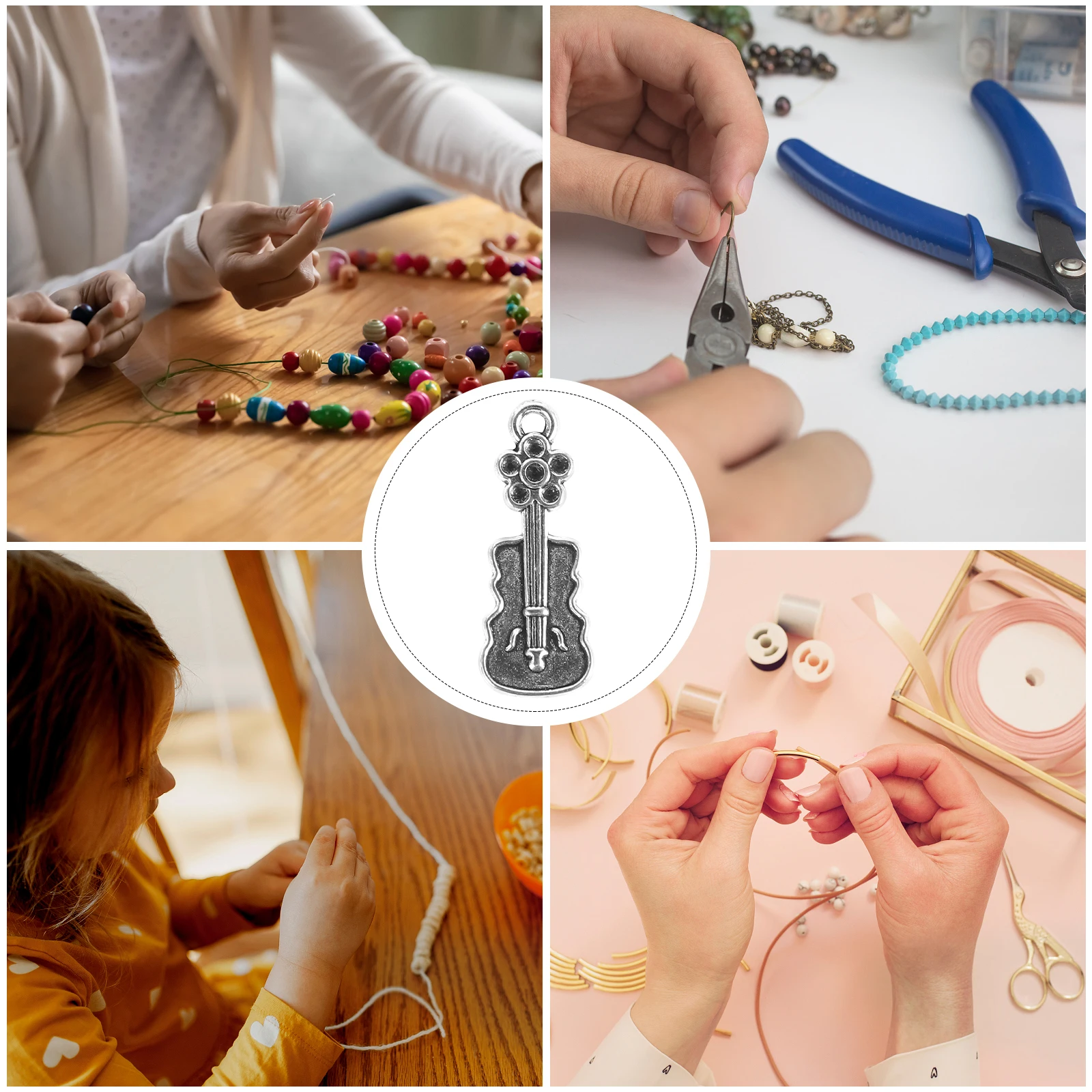 

20 Pcs Violin Pendant Jewelry Findings for Making Charm Pendants Charms Bulk Accessories