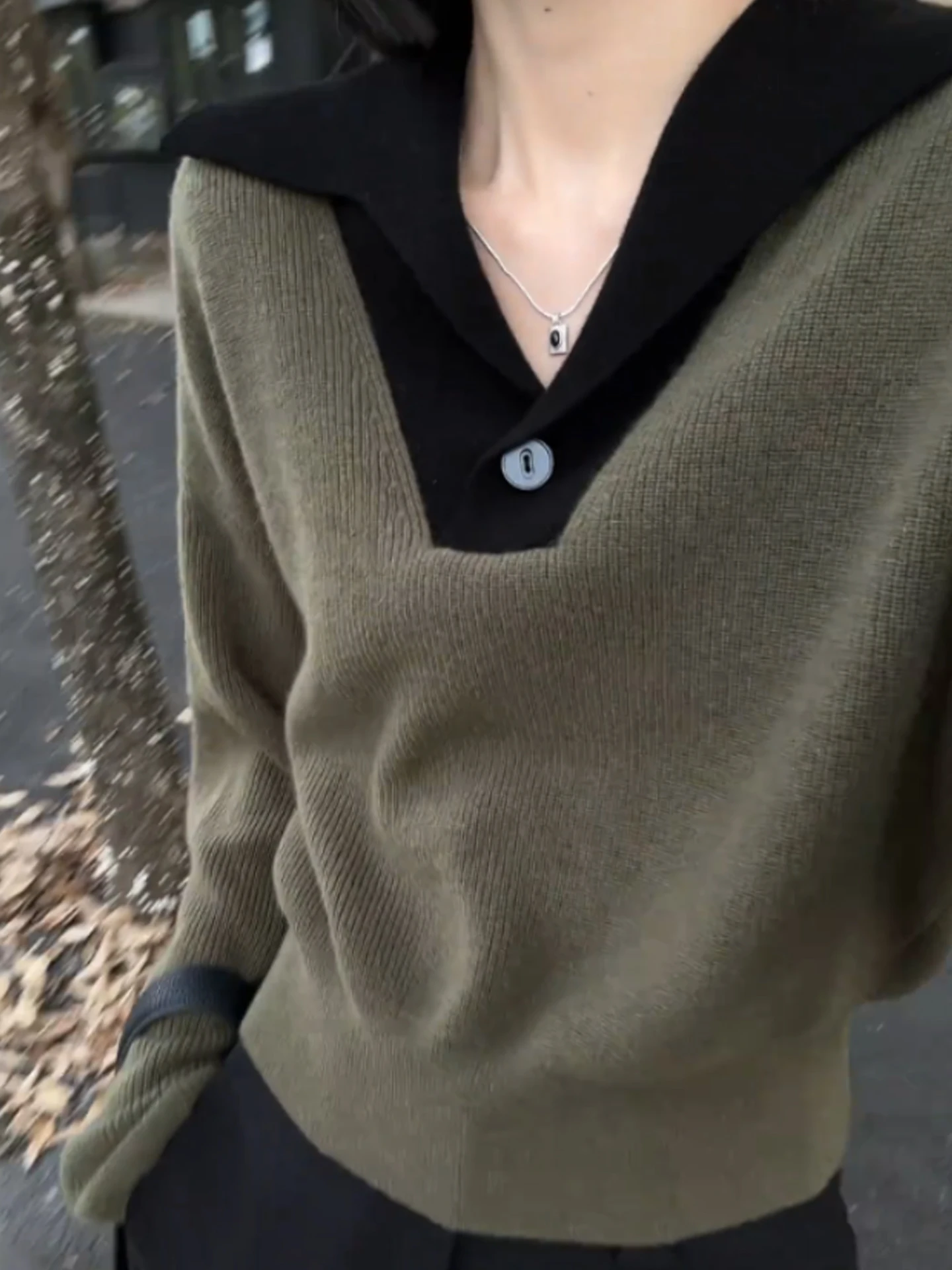 

Comfortable Korean Sle Long Sve Knitted Sweater Autumn Commute Unique Top Trendy Casual Overhead Color Blo Design