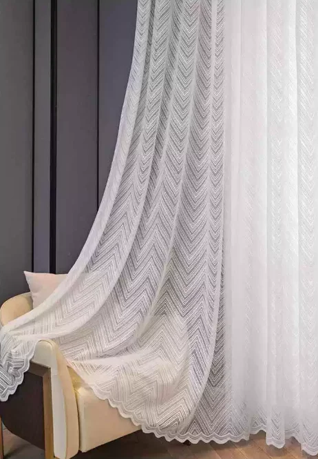 Modern Minimalist Style Nordic Hollow W Pattern White Lace Curtains Living Room Bedroom Balcony Blackout Curtains