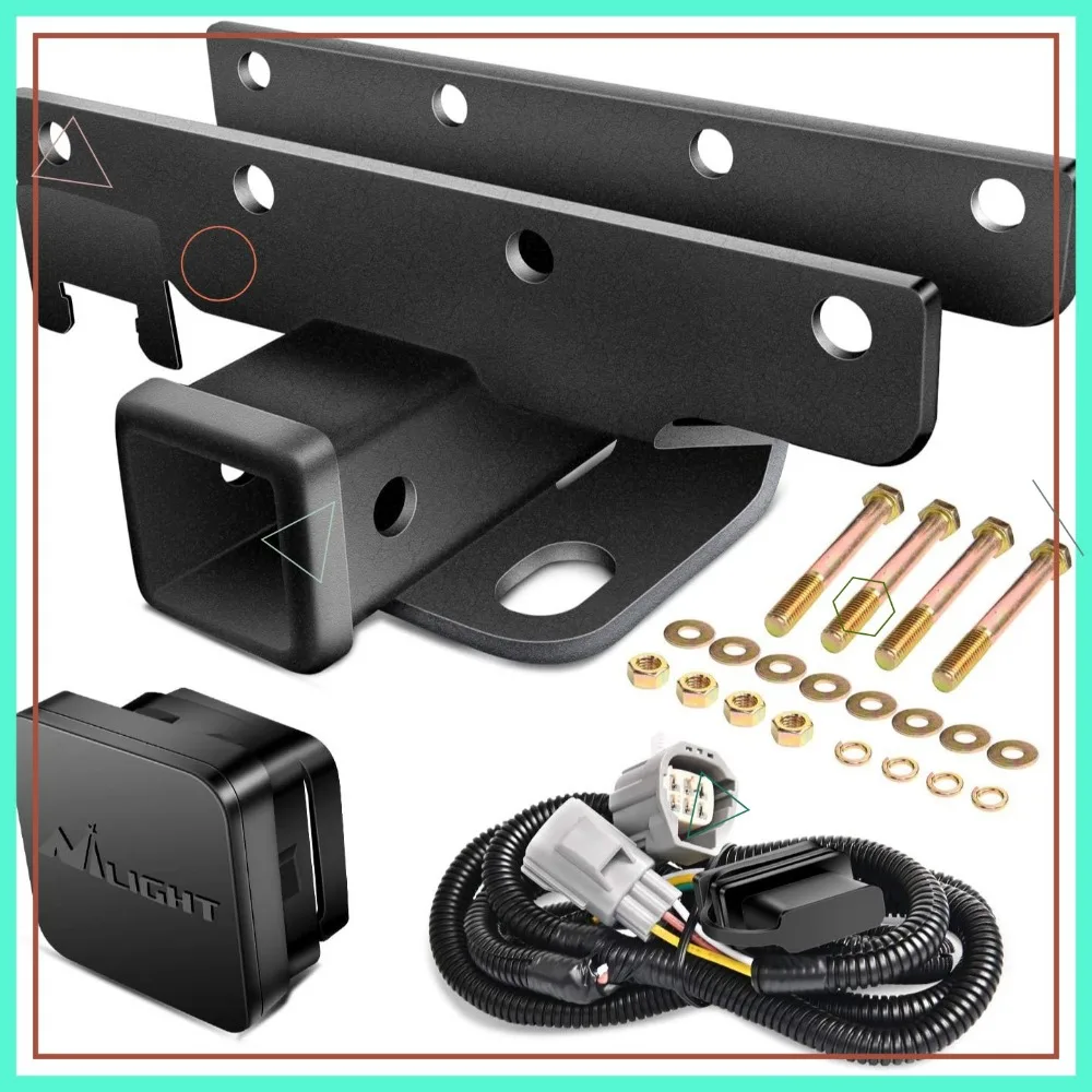 

2" Tow Hitch Receiver Kit for 2007-2018 Jeep Wrangler JK, Includes Wiring Harness & Easy Bolt-On Installation