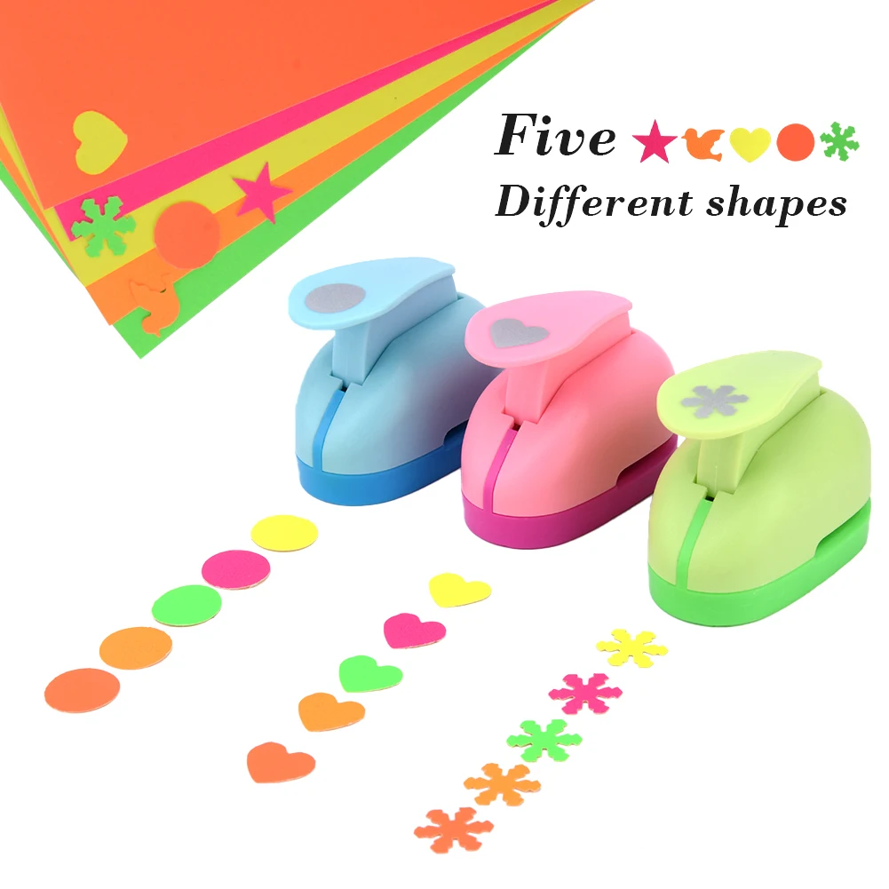 Paper Craft Hole Punch Set para Crianças, Card Making, Nail Decor, Artwork, Scrapbook, Snow Pigeon, Colorido Star Circle, Photo Album, 5pcs