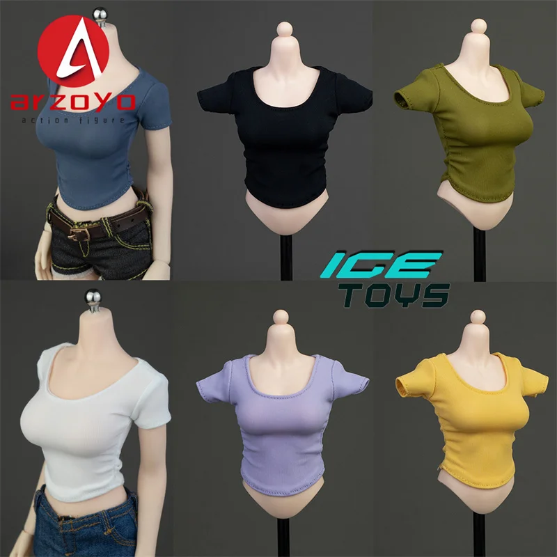 ICE TOYS IC1022 1/6 여성용 타이트 플리츠 반소매 티셔츠 의상 모델 12'' TBL JIAOU 솔저 액션 피규어 바디 인형용