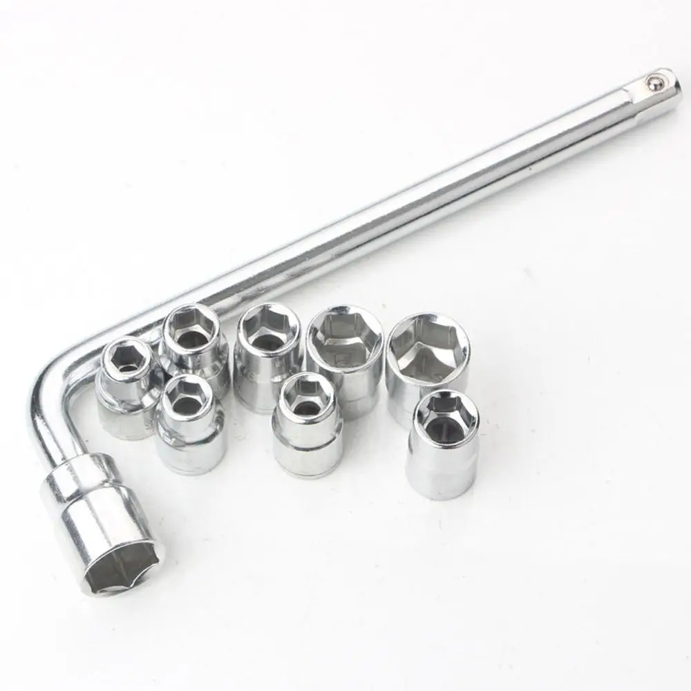 10Pcs/set Portable Metal Socket Wrench Manual Sleeve tool Auto repair Vehicle tools Sleeve Wrench Hardware Tool L Type Spanner