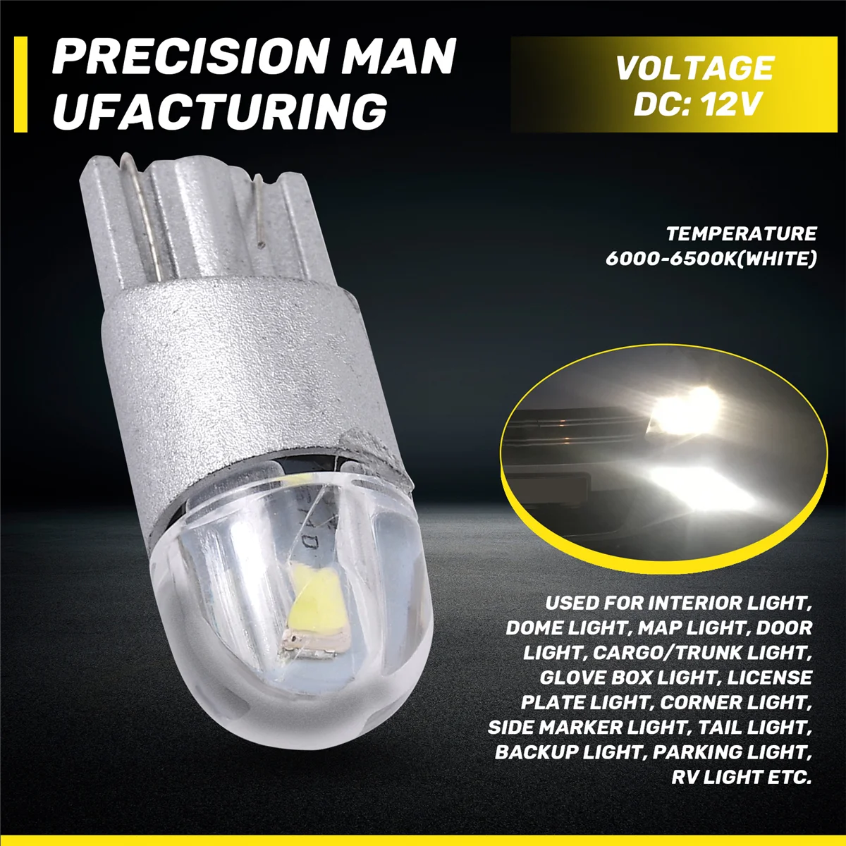 AT77 10 Uds 6000K Canbus T10 168 194 W5W cúpula marcador lateral de licencia bombilla LED blanca