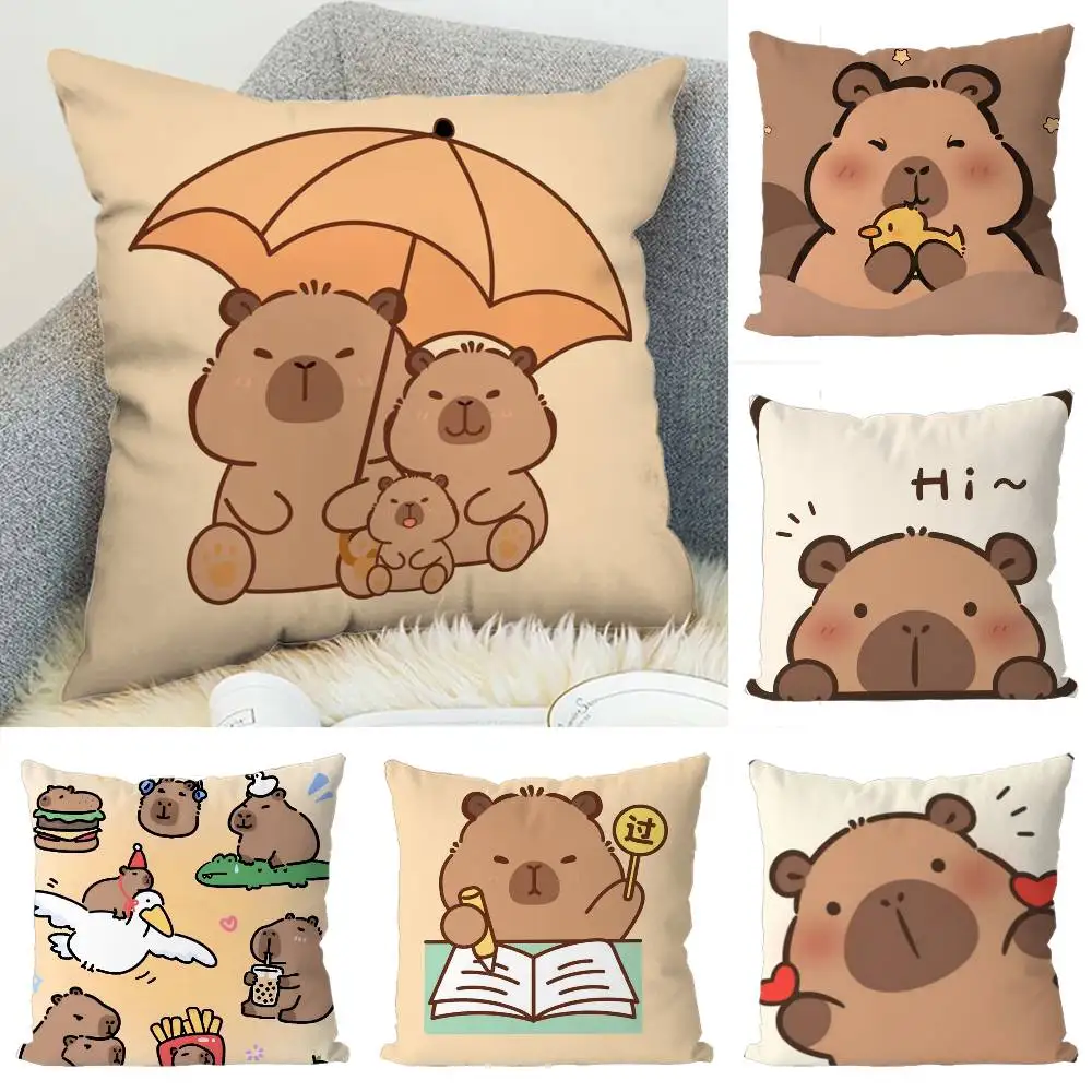 

Capybara Cute Pillow Case Luxury Double-sided For Car Pillows 45x45 Cushions Cover Home And Decoration Sofa Pillowcase 50x50