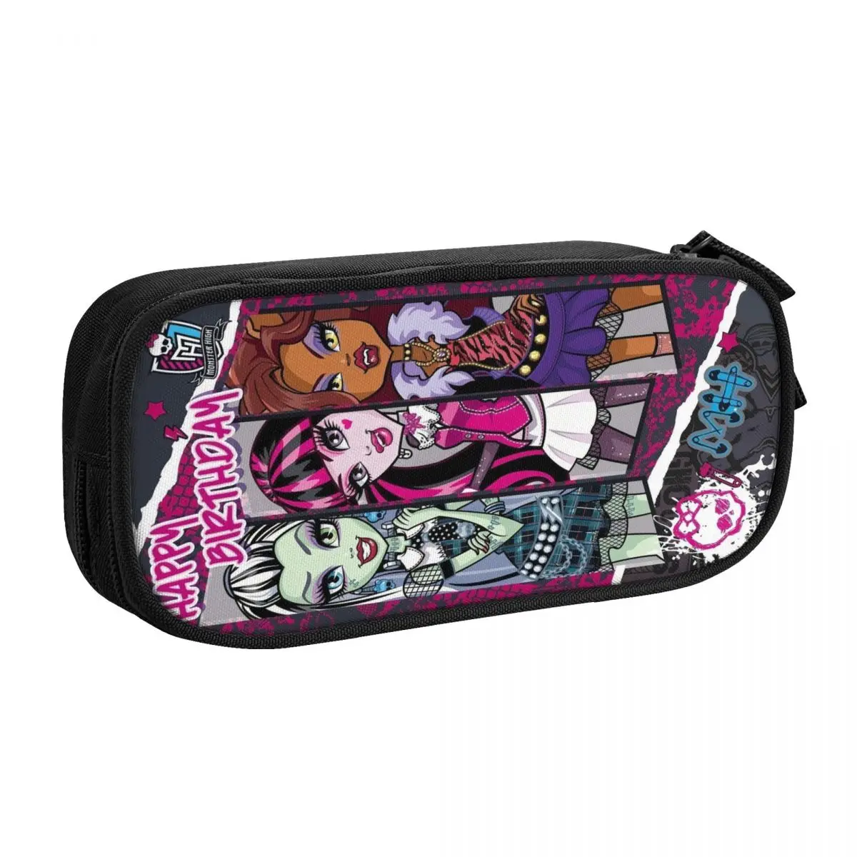 Imagem -02 - Estojos de Lápis Monster High Anime Grande Capacidade Caneta Bolsa Papelaria para Meninos e Meninas