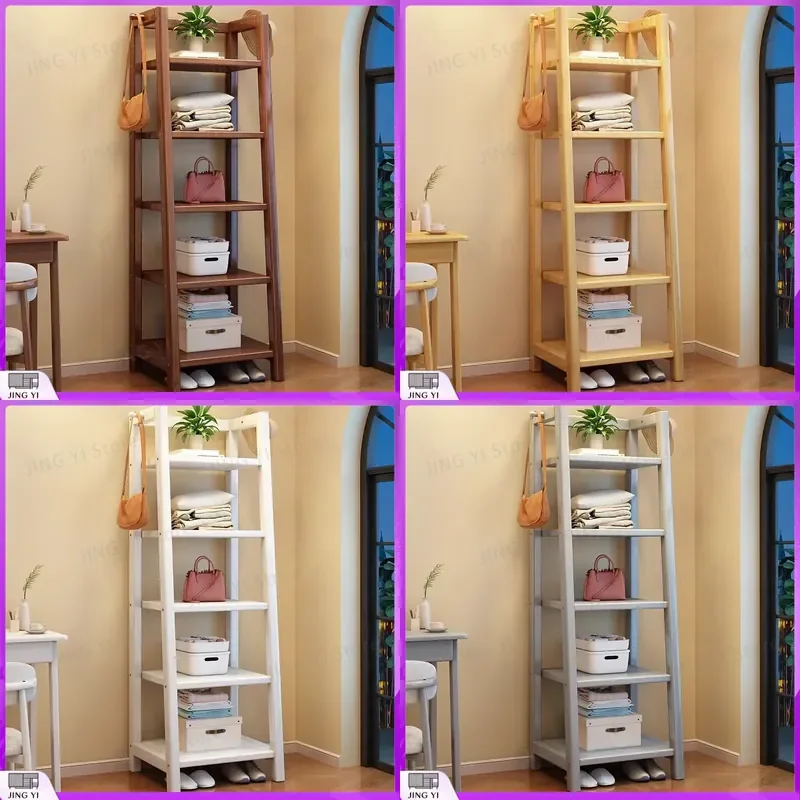 Modern Solid Wood Coat Rack Bedroom Clothes Hanger Stand Simple Drying Rack Bedside Storage Organizer Small Apartment