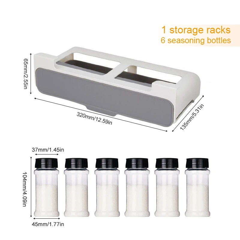 Self-adhesive Spice Rack Seasoning Bottle Storage Shelf Under Desk Spice Organizer Drawer Kitchen Storage Supplies