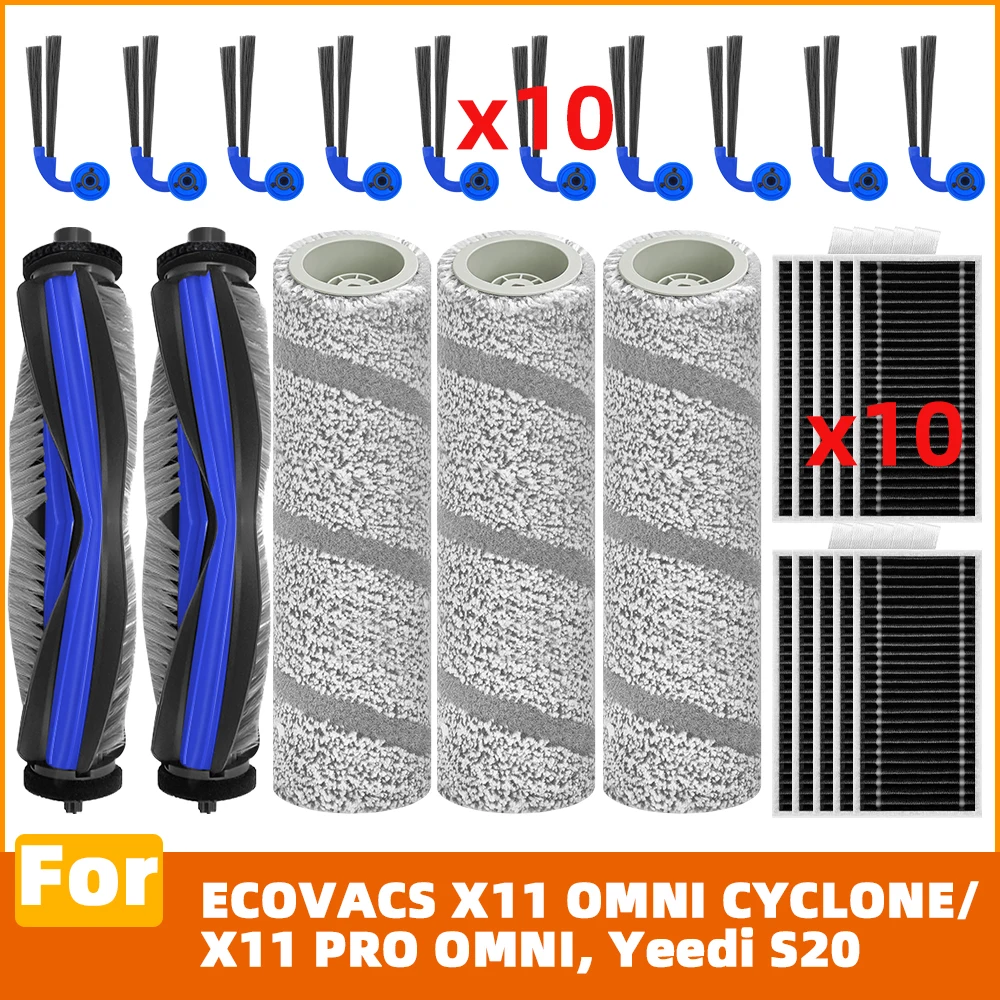 Compatible con ECOVACS Debot X11 OmniCyclone / X11 Pro Omni, Yeedi S20 Infinity Piezas de aspiradora Cepillo principal y lateral Filtro Paño de fregona Accesorios