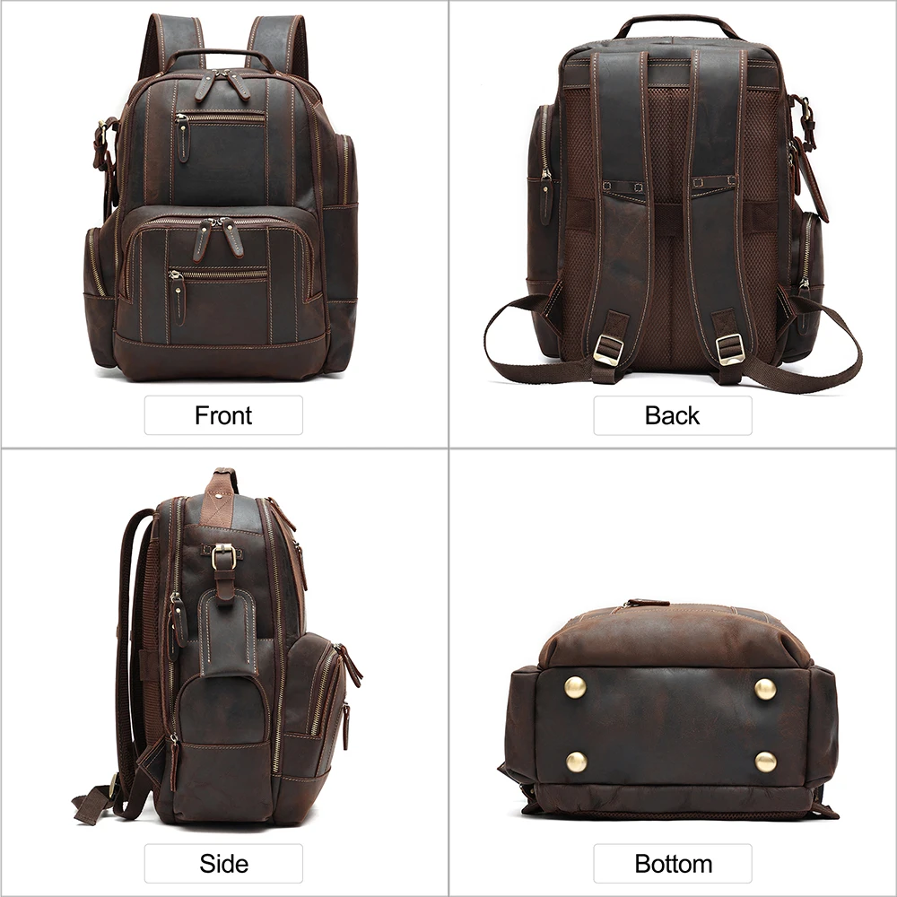 Jogujos Vintage Echt leder Herren Rucksack 15.6 "Laptop taschen Mode große Kapazität Geschäfts reise Wandern Schulter Tages rucksäcke