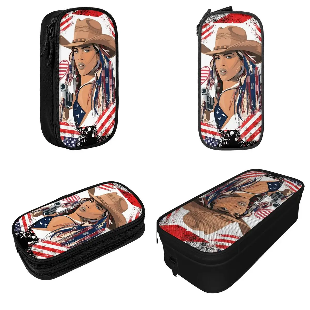 Cowboy Carter Profile American Flag Beyonce Pencil Case Fashion Pen Bags Student Big Capacity Students School Gifts Pencilcases