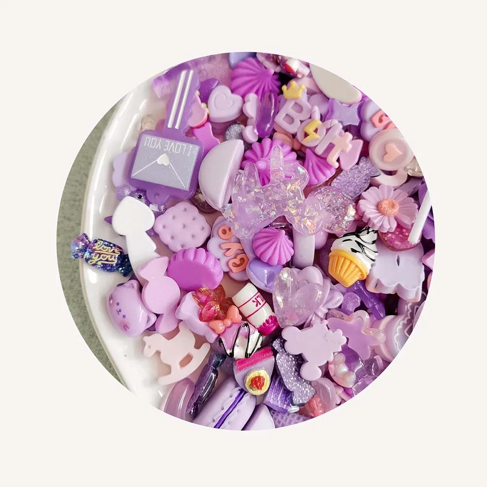 DIY jewelry mobile phone decoration craft bow accessories 1000 pieces mixed blue-green purple flat-back resin convex round view 6