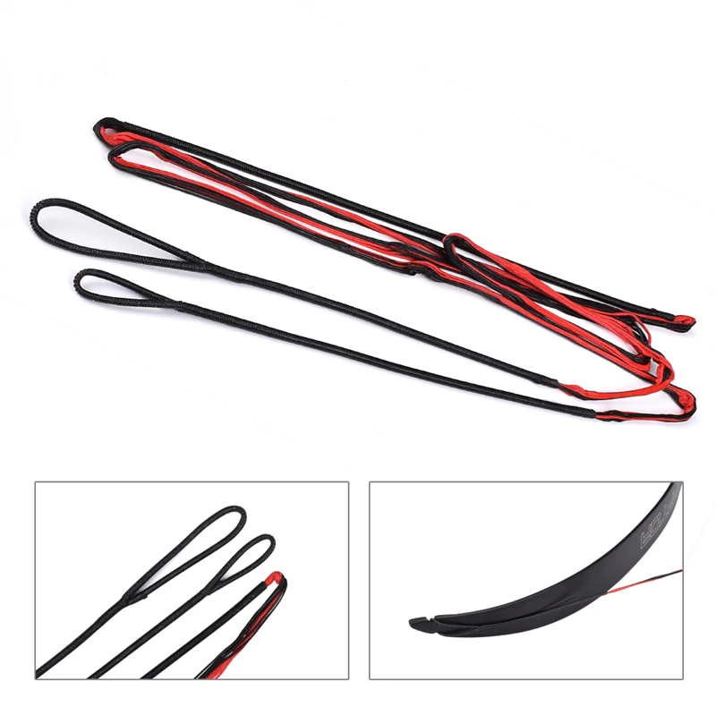 

12 Strands Archery Recurve Bow Longbow Replace Bowstring Fit 48''-70''Bow Black And Red Bow String Shooting Accessories