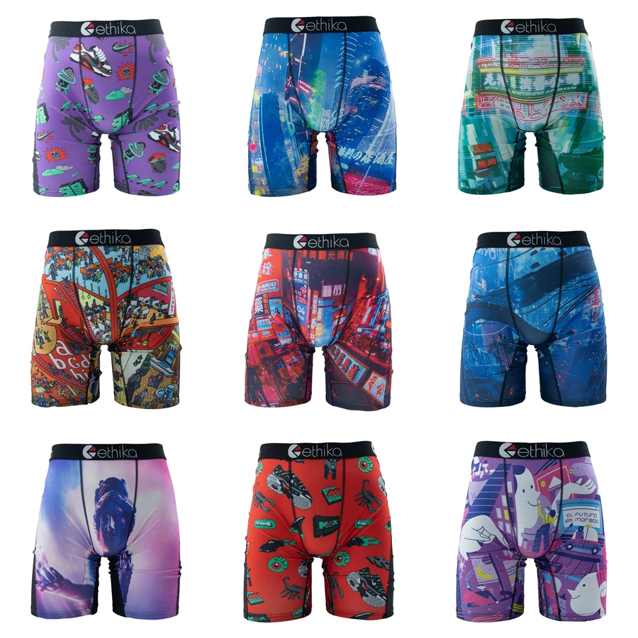 

ETHIKA 1Pcs Sexy Men Underwear Boxers Breathable Swimming Man Underpants Plus Size S-3XL Mens Trunks Men's Panties Boxer Briefs