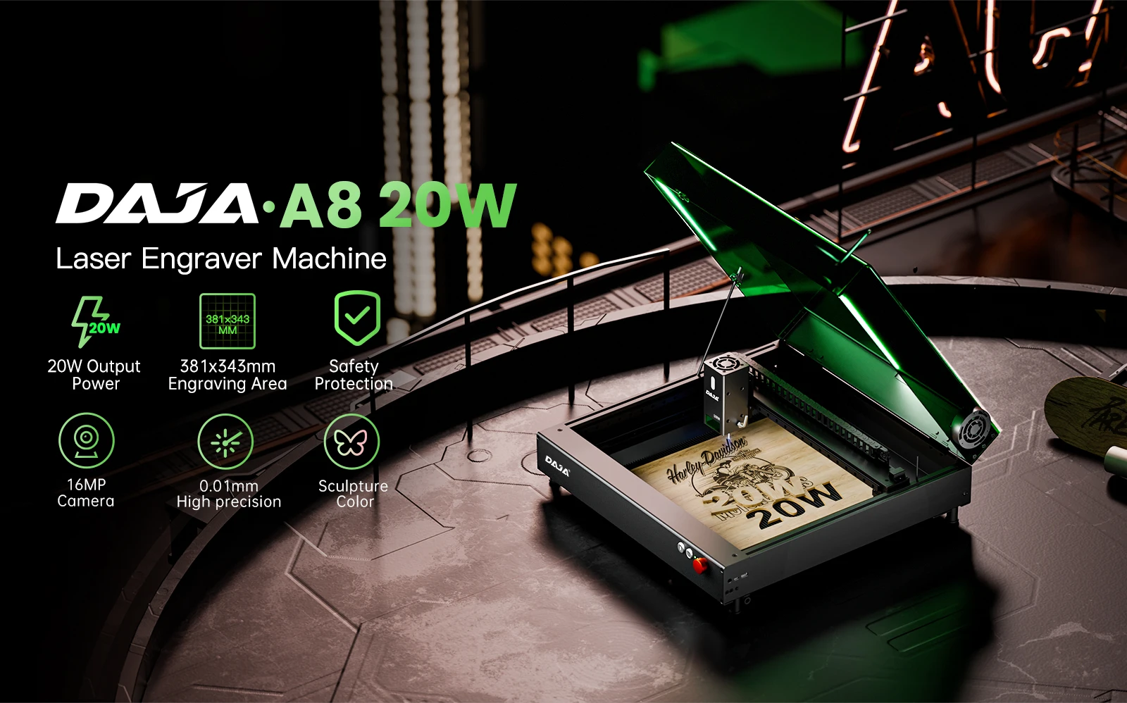 DAJA A8 Laser Cutter Engraver High precision Business Efficient Laser Engraving Machine for Metal Wood Acrylic Glass leather