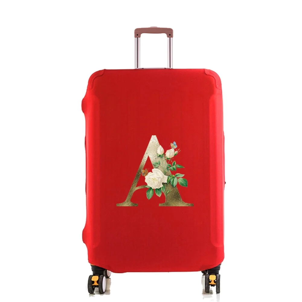 Funda protectora para equipaje, funda antipolvo elástica para maleta, Fit18-28 pulgadas, accesorios de viaje, estampado de letras y flores doradas
