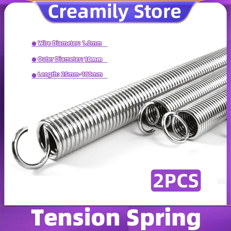 

Creamily 2PCS Cylidrical Coil Pullback Extension Tension Expansion Spring Hook Springs Cylindroid Helical Coil Tension Spring