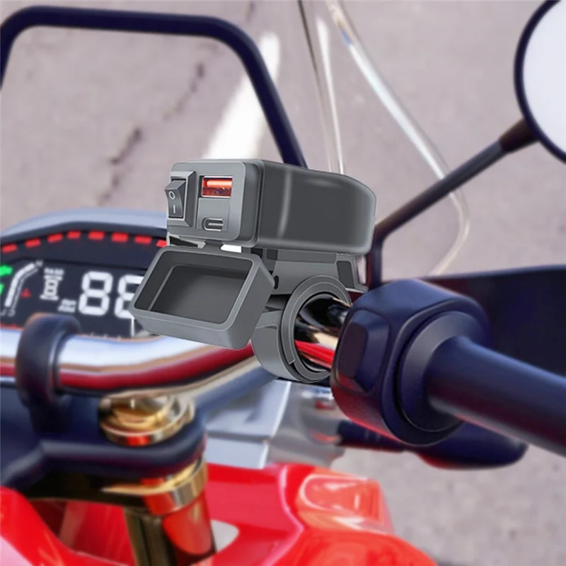 

Classic-Universal Motorcycle USB+Type-C Charger QC3.0 Handlebar Fast Charging Waterproof Socket Adapter