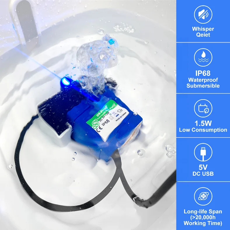 Pet Cat Water Fountain Pump, Replacement Pump for Cat Fountain Compatible With Multiple Pet Fountain