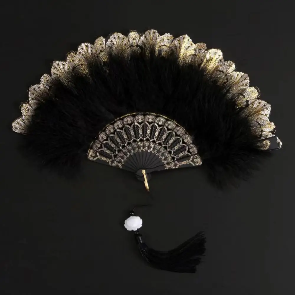 Elegant Vintage Hand Fan Lace Photography Prop Wedding Party Bride Fan Chinese style Hanfu Accessories Multicolor