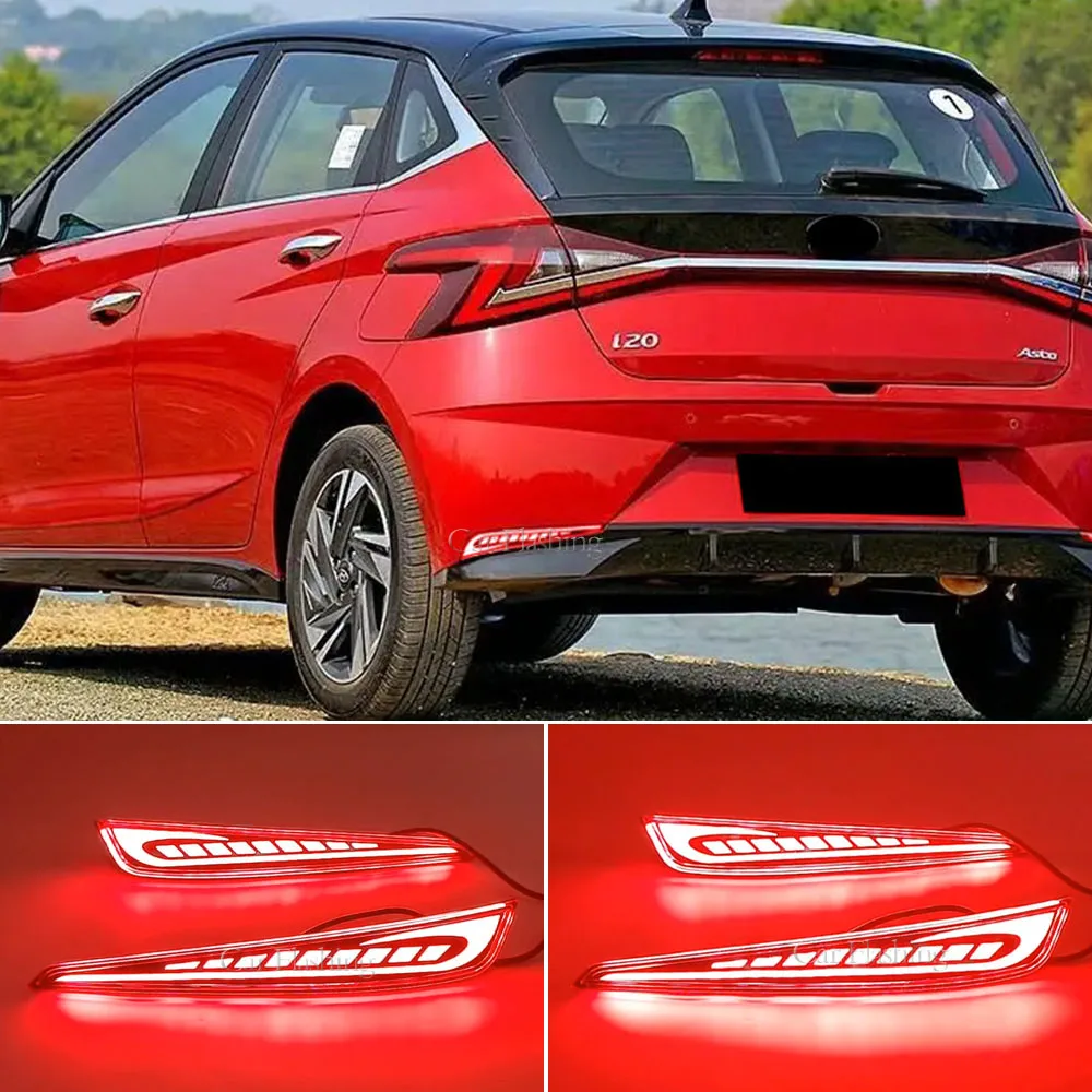 LED Rear Bumper Reflector For Hyundai I20 2020 2021 2022 Brake tail light Stop Lamp Driving Fog Lamp Warning