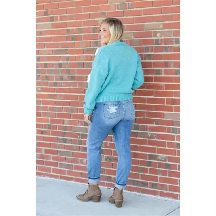 

Light Wash Street Style Jeans Women's Loose Fit Long Torn Denim Pants mid Waist Straight Leg Casual Spring Fashion