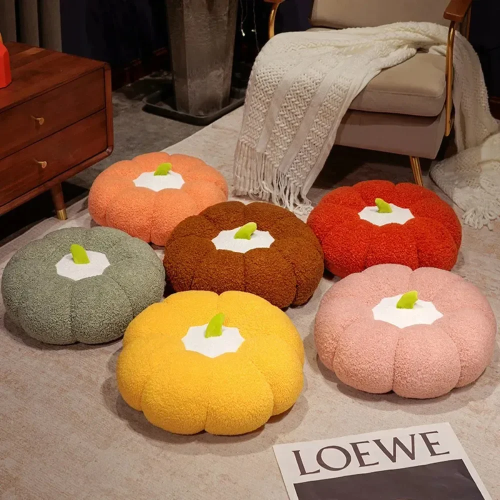 Pumpkin Floor Cushion Round Lazy Sitting Pouf Tatami Bay Window Back Support Mat Living Room Soft Seat Pad For Indoor Use