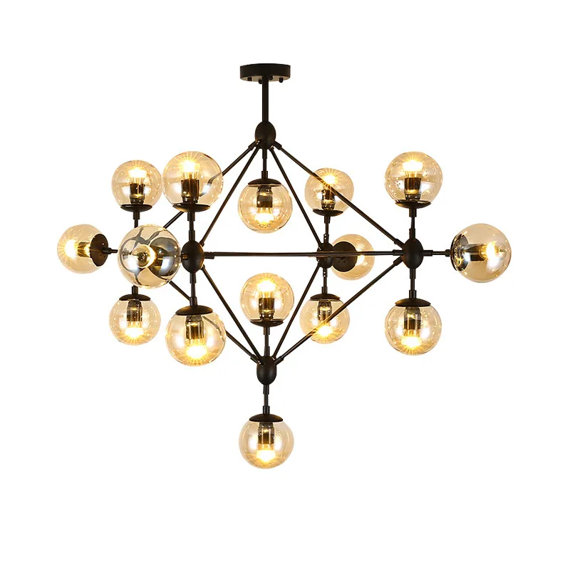 

Chandelier 3/5/10/15/21 Heads Vintage Magic Bean Glass Pendant Light Retro Restaurant American LOFT Iron Glass Ball Hanging Lamp