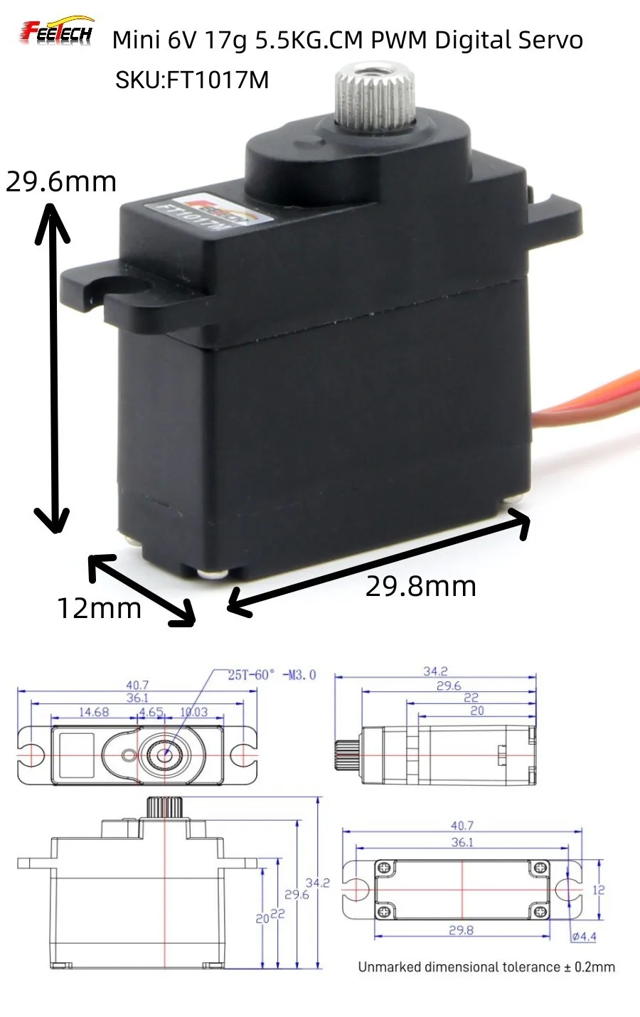 5PCS Feetech Servo 180 Degre Digital Servos Metal Gear Smart Car Robot Torsion 5.5kg RC Core Servo 4.5-8.4V DIY Electronics HS-8