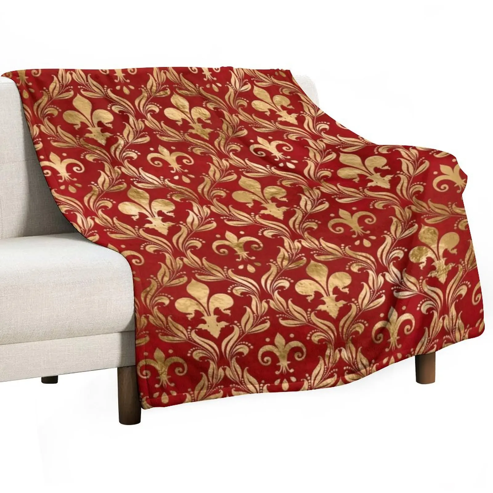 

Fleur-de-lis pattern luxury red Throw Blanket Quilt Luxury Thicken Designers Blankets