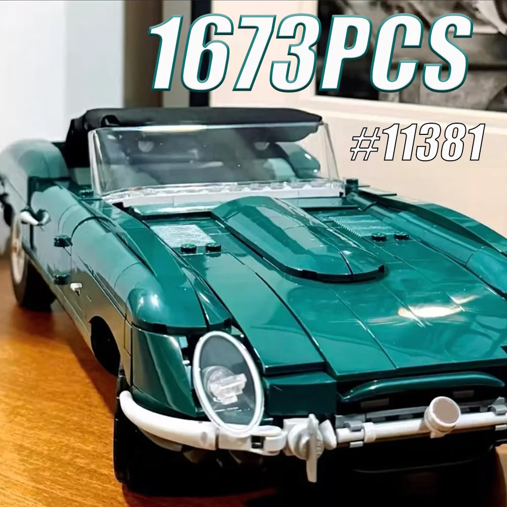NEW Technical 1673pcs Classic Convertible Sports Car Vintage Famous Green Roadster MOC Display Model DIY Christmas Boy Toy Gifts
