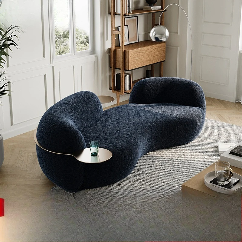 

Nordic simple fabric special-shaped sofa light luxury living room clothing store furniture cream wind pea curved sofa