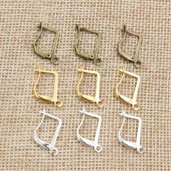 16*10mm 50pcs High Quality 3 Colors Plated Simple Brass French Earring Hooks Wire Settings Base Settings Whole Sale