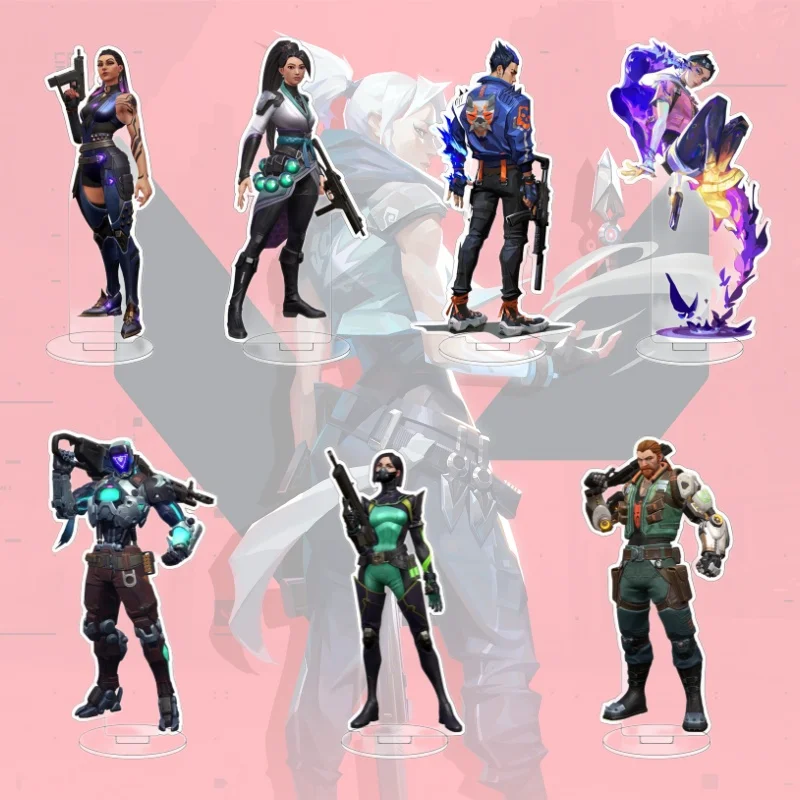 

15cm Game VALORANT Figure Phoenix Jett Reyna Sage Viper Omen Acrylic Stand Model Plate Desk Decor Gift Standing keychain Toys
