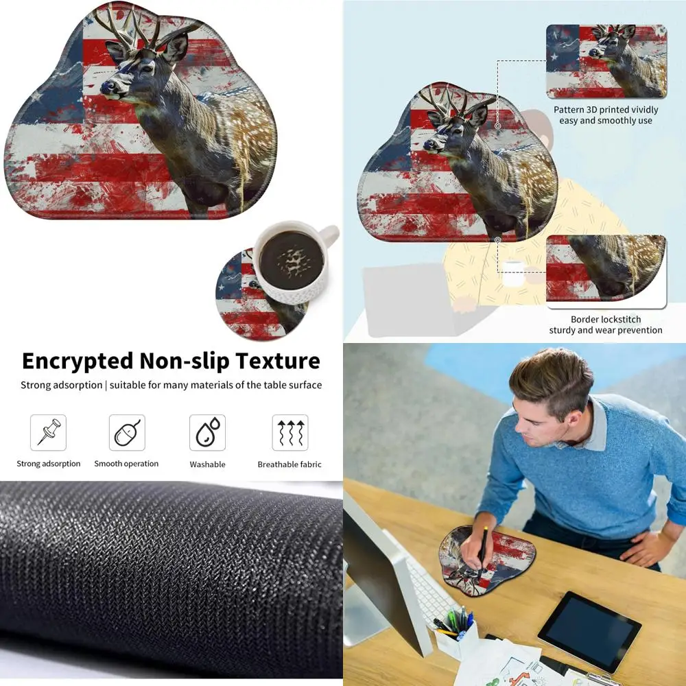 

Desk Mouse Pad - Cute, Non-Slip Square Washable Mat with Coaster for Wireless Mouse