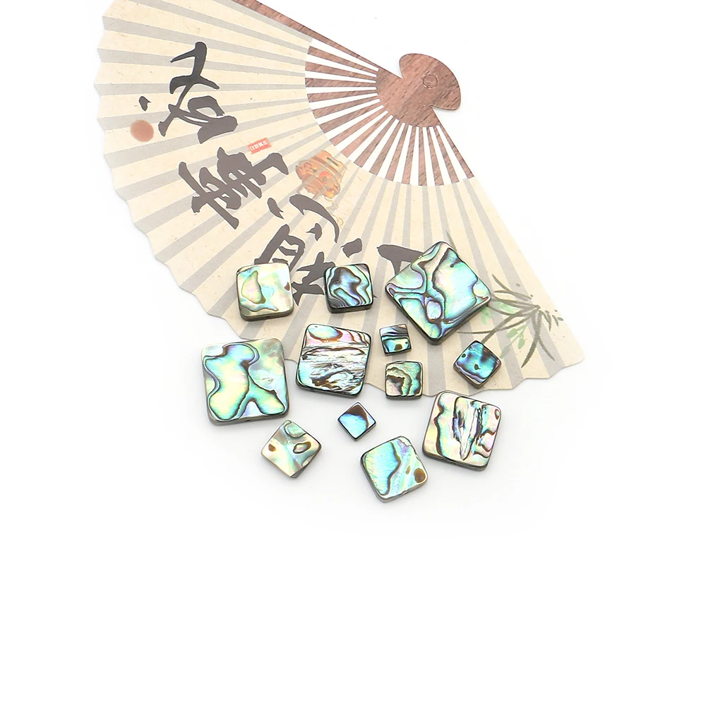 Natural Iridescent Polished Abalone Shell Square Loose Shell Beads DIY Material for Clothing Necklace Bracelet Accessories
