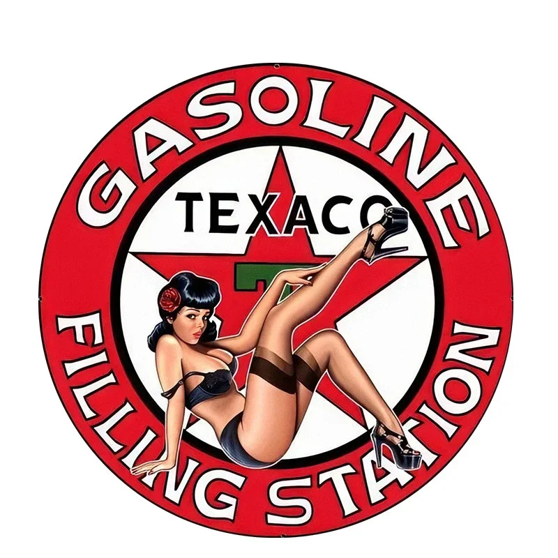 New Design Retro Creative Texaco Gasoline Poster Sexy Beauty Car Sticker Racing Vinyl Cover Scratched Waterproof PVC, 18cm