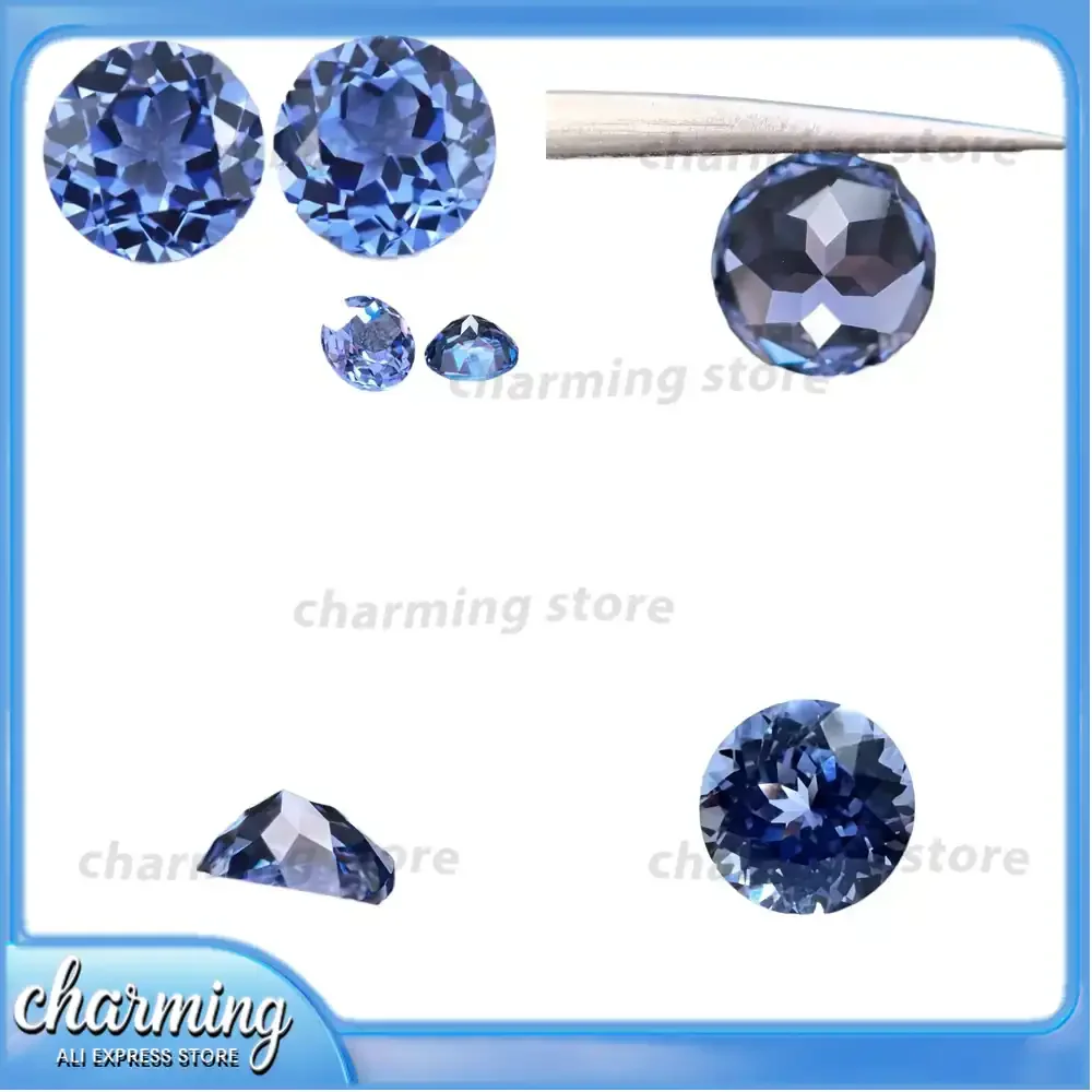 

Искусственный сапфир круглой огранки, натурального синего цвета (цвета василька), синтетический сапфир для изготовления ювелирных изделий оптом