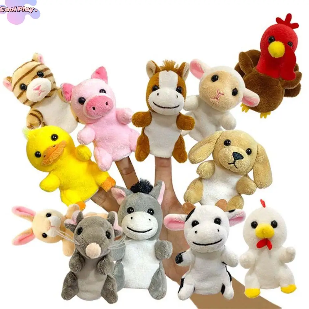 القماش دمية مزرعة الحيوان دمية على شكل أصابع دور اللعب التعليمية الحيوان دمية يد رواية القصص Kawaii الدمى ألعاب من نسيج مخملي للأطفال