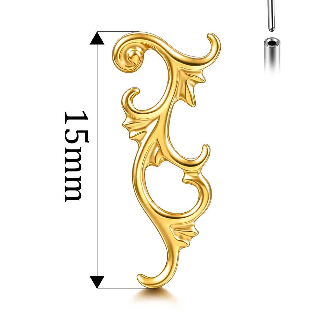 Giga Titanium Baroque Scroll Vine Labret Stud