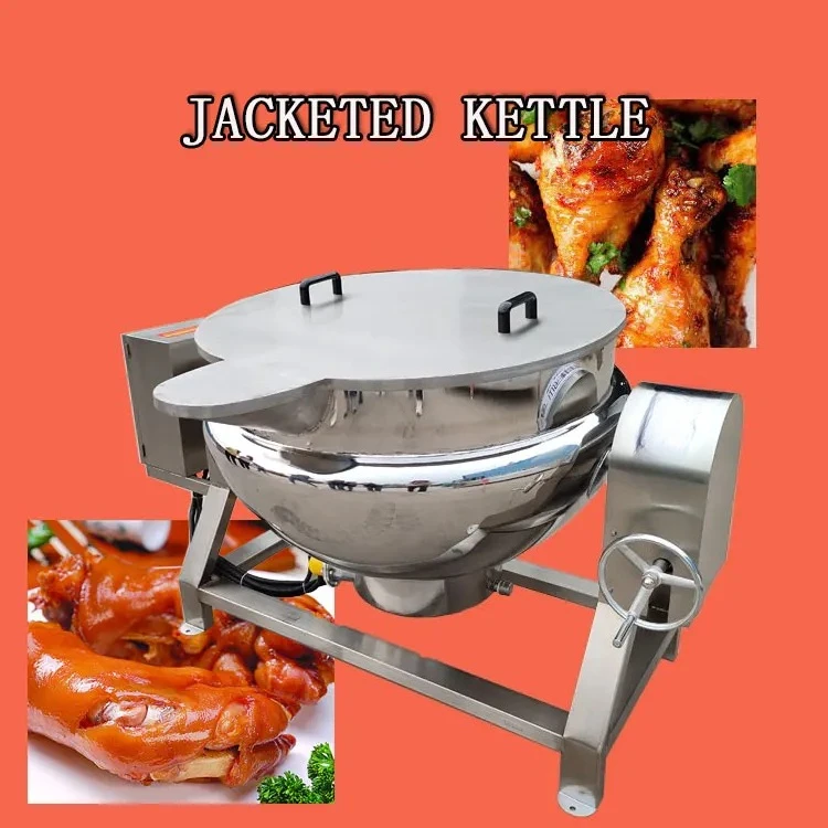 Steam Heating Jacketed Pot, Stainless Steel Commercial Cooker for Chili Sauce, Porridge and Seafood Cooking