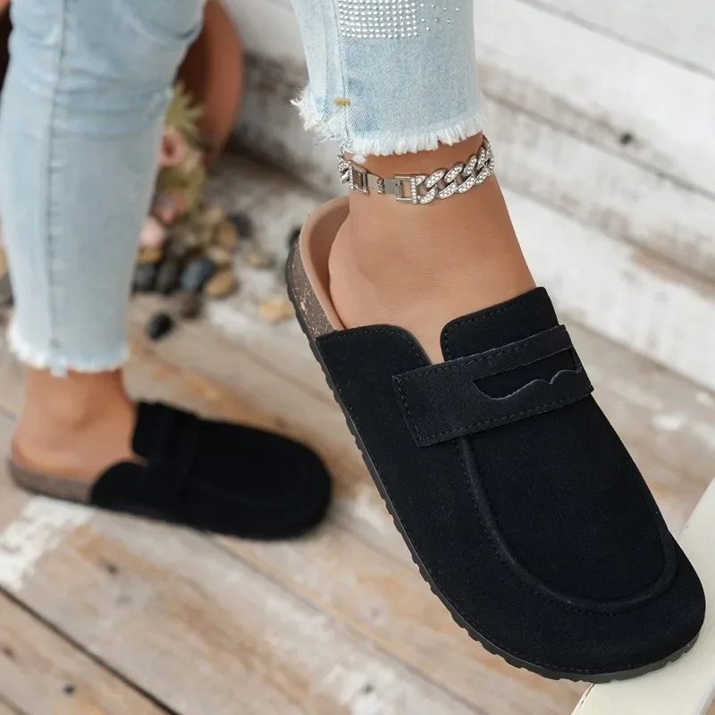 Neue Damen-Clogs, modische Kork-Wildleder-Pantoletten, klassische Kork-Hausschuhe mit rutschfester Sohle für den Außenbereich und Fußgewölbeunterstützung – Detail 4