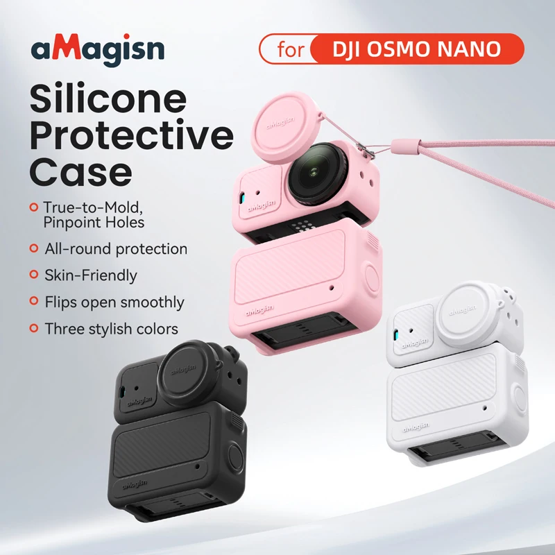 For DJI OSMO NANO Camera Colorful Silicone Case Lens Cap Anti-lost Lanyard For Osmo Nano All-round Protective Cover Accessories