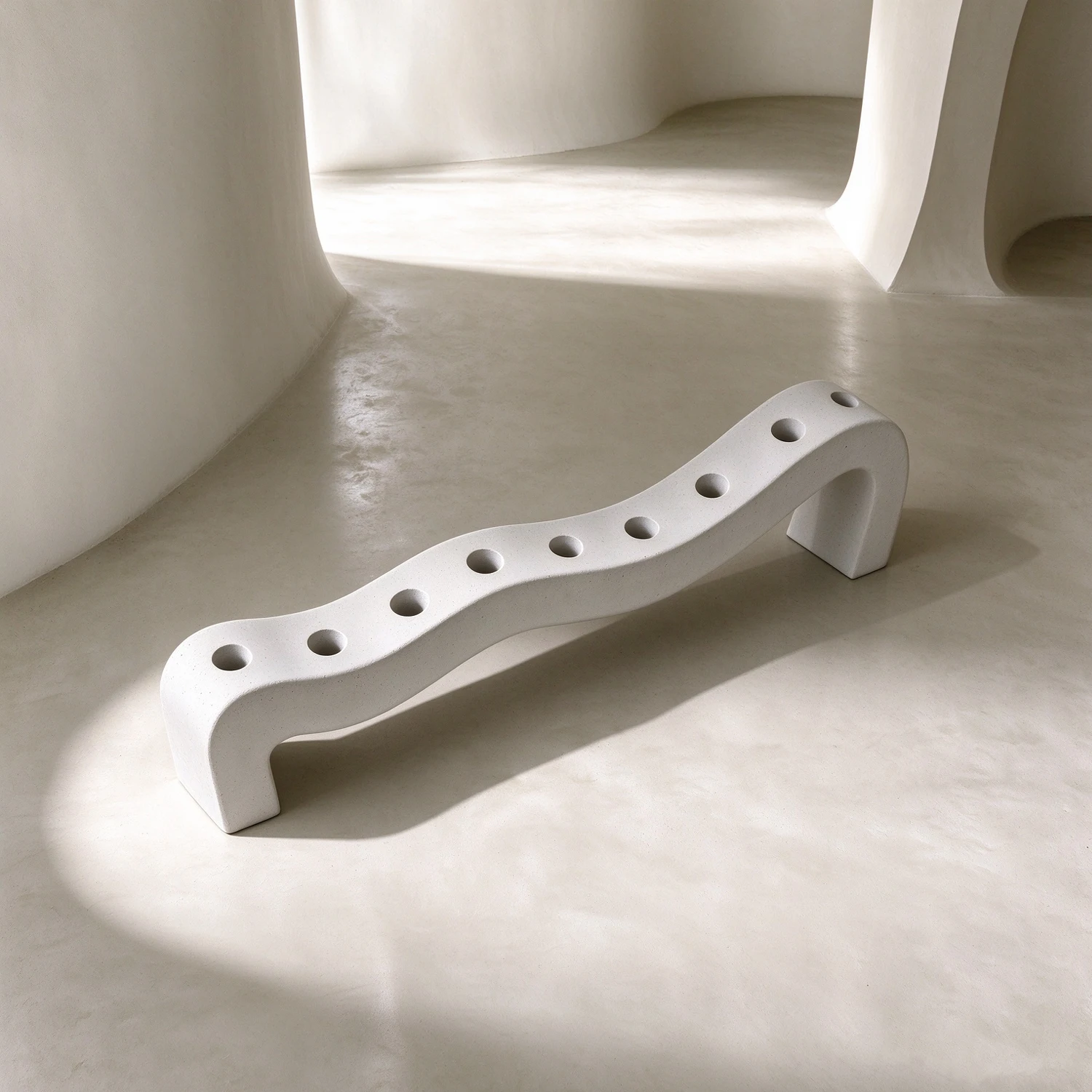 Curved Arch Wave Menorah Silicone Mold Chanukah 9 Hole Candlestick Holder Cement Plaster Resin Casting Table Ornament