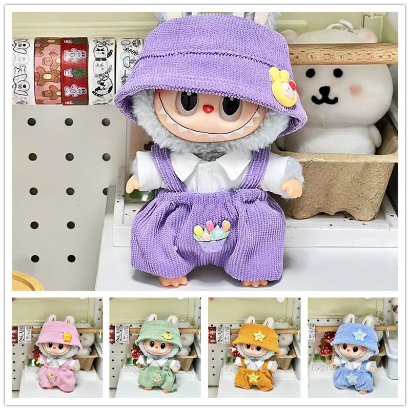 

Одежда для куклы Labubu 17 см, хлопковая кукла 17 см, милый очаровательный нарядный комплект, красочные комбинезоны, рабочие штаны, аксессуары для кукол