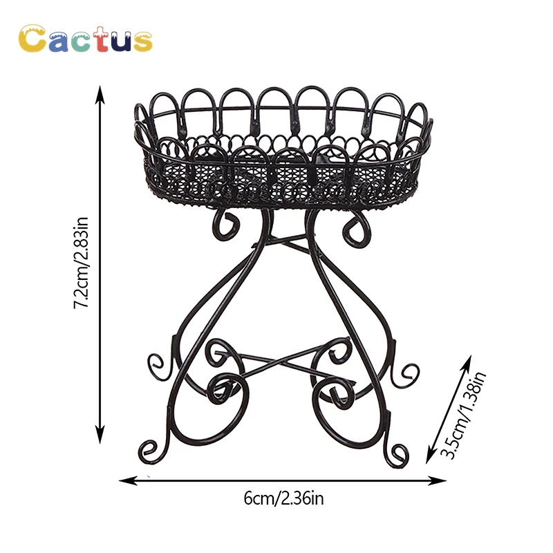 1:12 Dollhouse Miniature Flower Stand Display Shelf Iron Storage Rack Doll Furniture Model Decor Toy Doll House Accessories