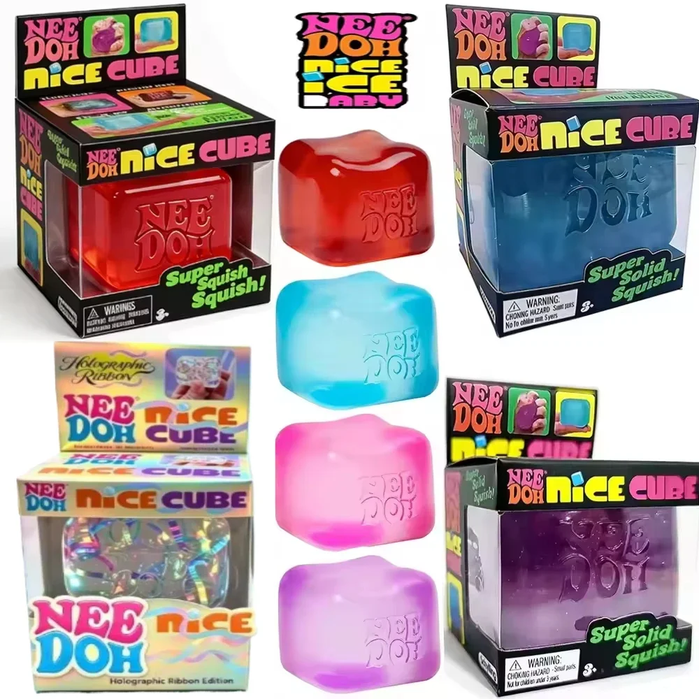 Schylling NeeDoh Nice Cube Sensory Squeeze Toy with Super Solid Squish Stress Relief Anxiety Sensory Tool Stress Reliever Toys